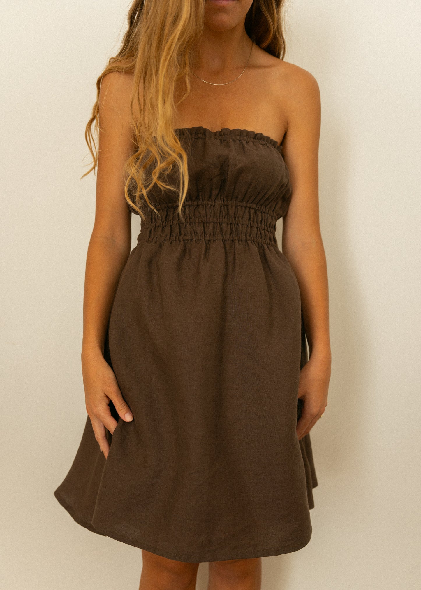 Blossom mini dress in coffee bean